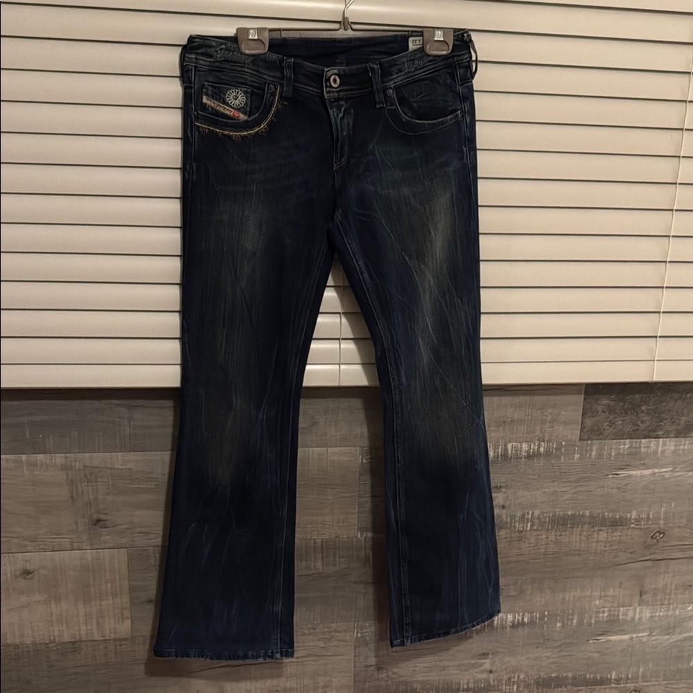Diesel Blue Boot Cut Jeans with Contrasting Stitching